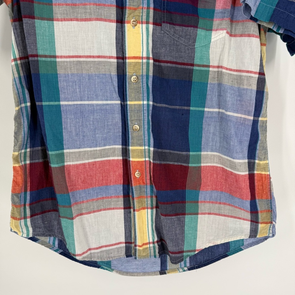 Abercrombie Fitch Vintage Madras Plaid Short Sleeve Button Down Shirt M‎ Cotton - Picture 3 of 10